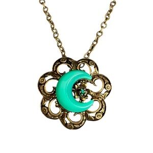 Vintage Crescent Moon Necklace Whimsigoth Victorian‎ Style Moon Glow Witchy 16"